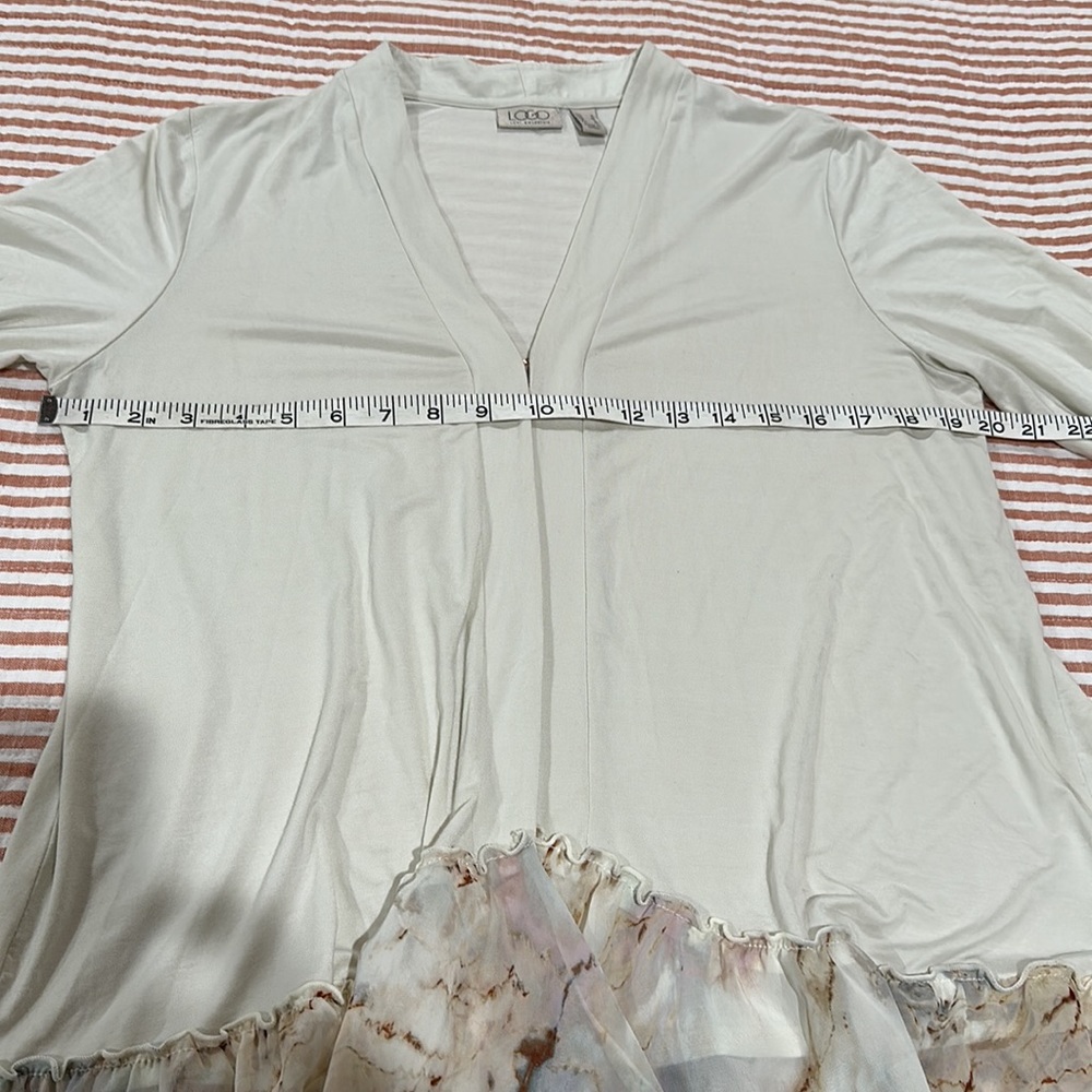 LOGO by Lori Goldstein Rayon Cardigan with Printed Ruffle Trim Long Slee… - Picture 13 of 14